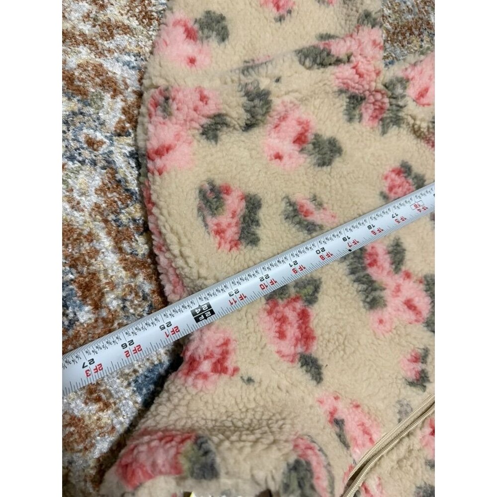 THAT'S IT Textured Fleece Jacket Womens Large Beige Floral Zip Up‎ NEW - Picture 3 of 5